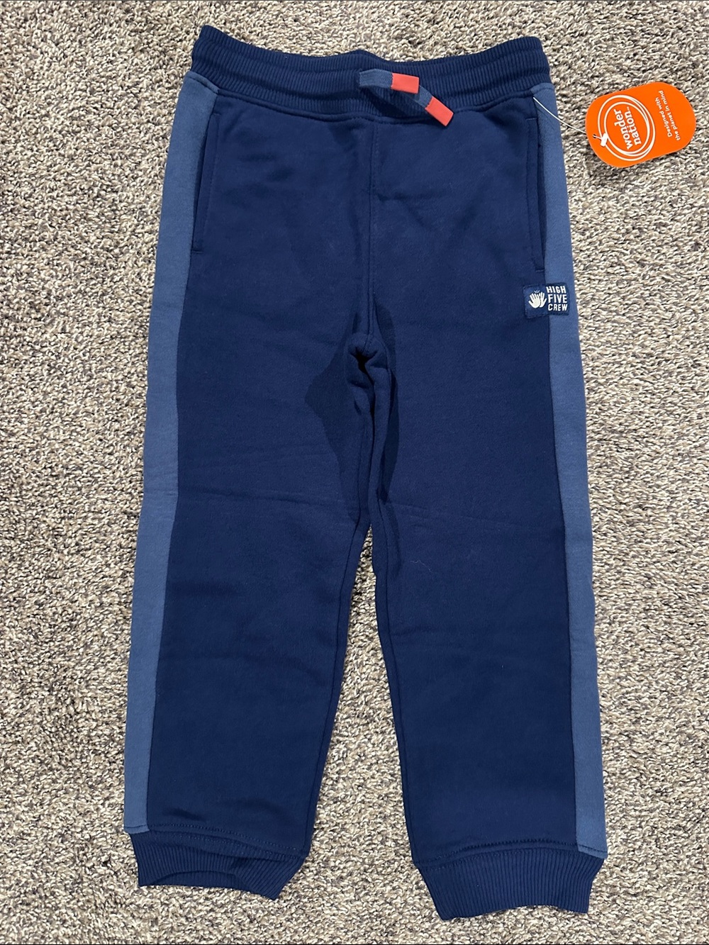 wonder nation Navy Joggers with Blue Side Stripes